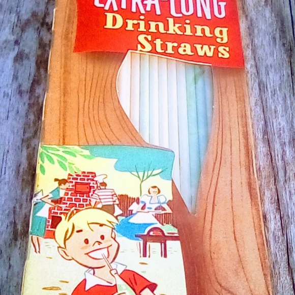 Sweetheart Vintage Straws 1950s Extra Long 94/100 Retro Kitchen Decor - Picture 1 of 14
